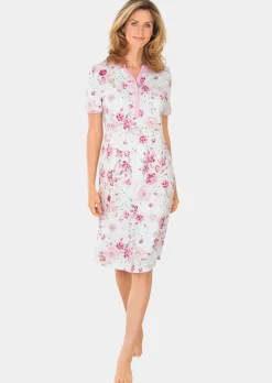 Chemise de nuit à manches courte et patte de boutonnage