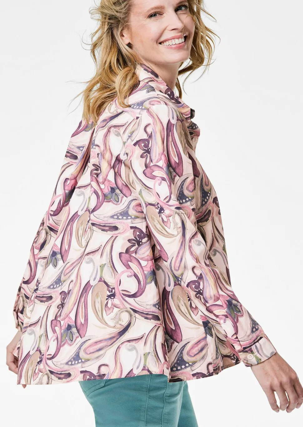 Chemisier à col chemise ample avec motif cachemire