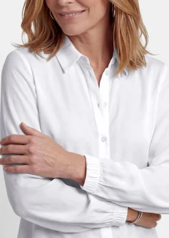 Chemisier en satin de viscose avec poignets élastiques