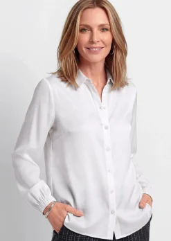 Chemisier en satin de viscose avec poignets élastiques
