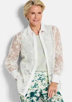 Chemisier en tissu dévoré, avec motif floral
