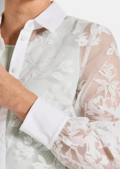 Chemisier en tissu dévoré, avec motif floral