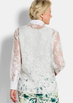 Chemisier en tissu dévoré, avec motif floral