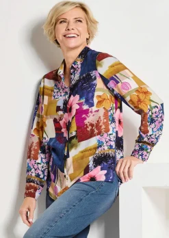 Chemisier en viscose agrémenté d'un mix de motifs