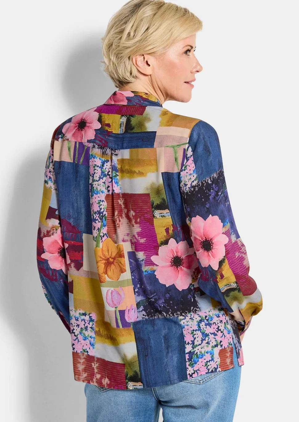 Chemisier en viscose agrémenté d'un mix de motifs