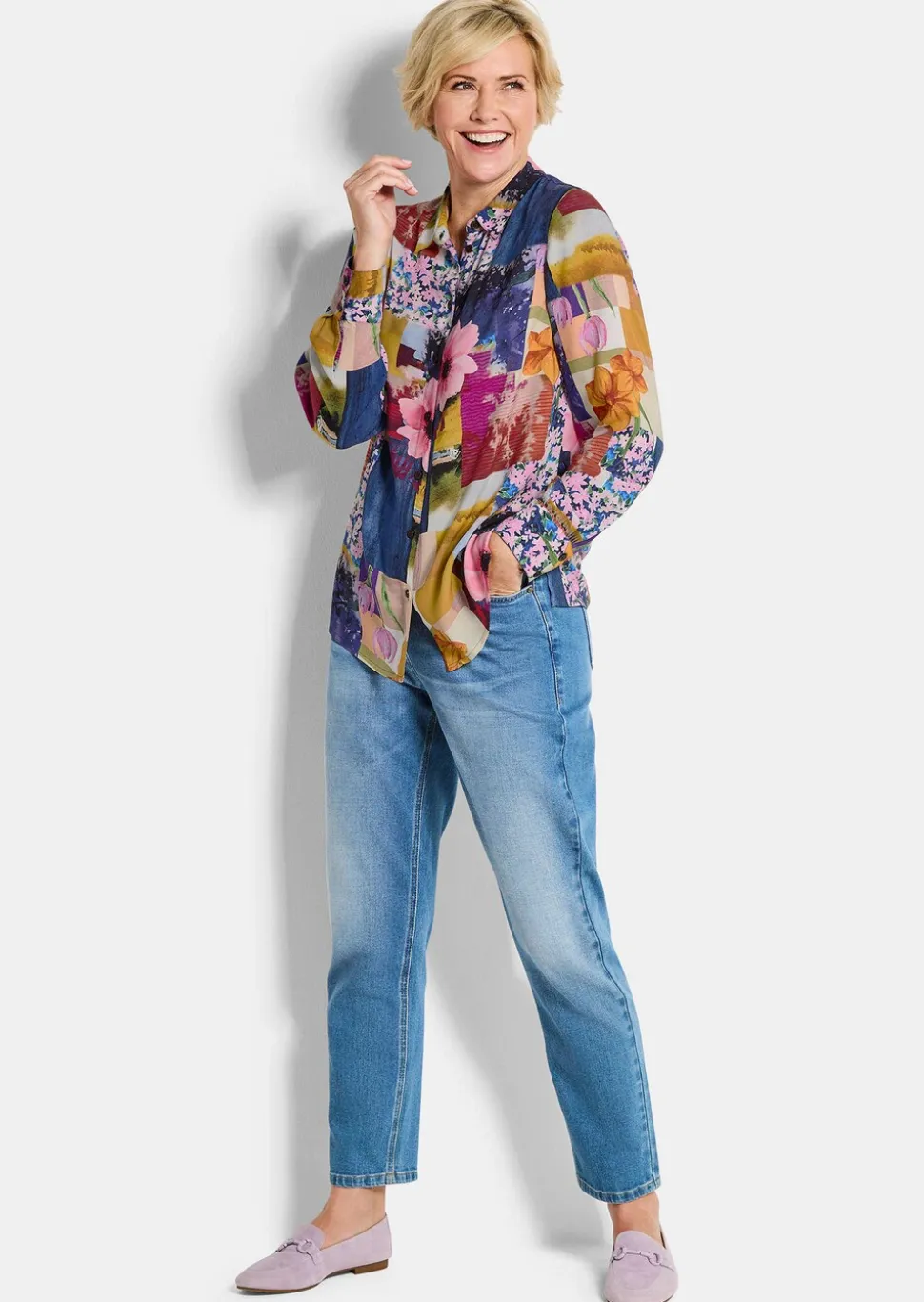 Chemisier en viscose agrémenté d'un mix de motifs
