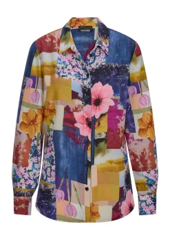 Chemisier en viscose agrémenté d'un mix de motifs