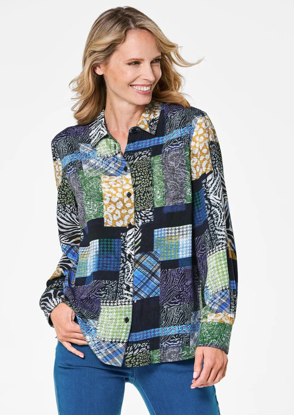 Chemisier imprimé avec motif patchwork