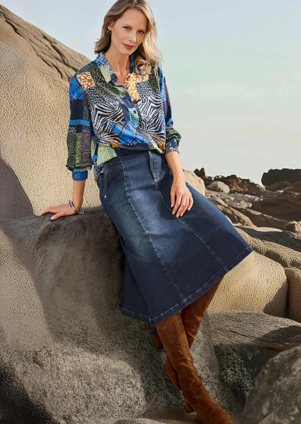 Chemisier imprimé avec motif patchwork