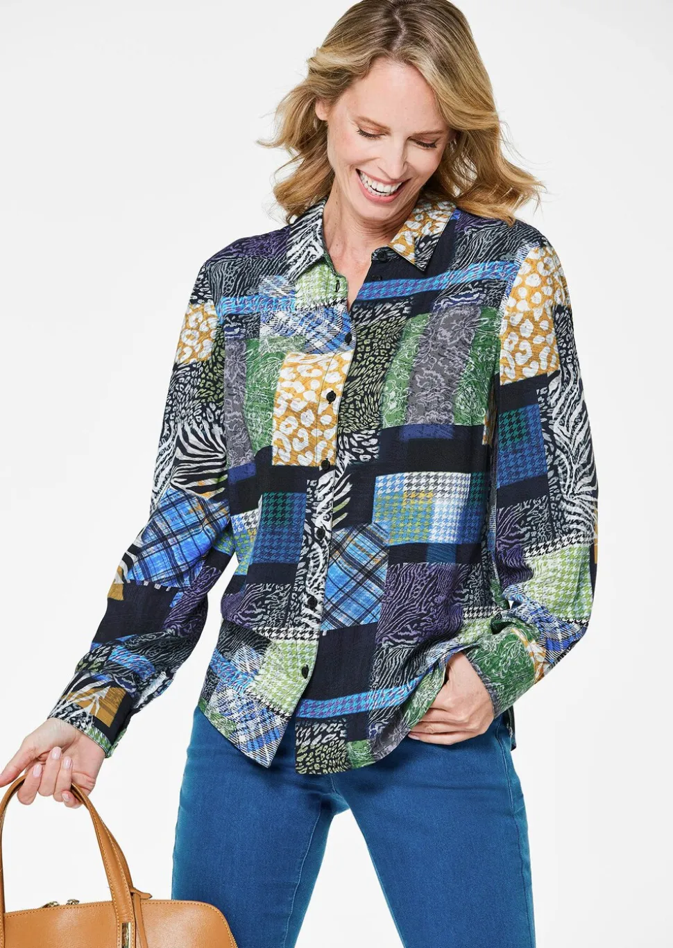 Chemisier imprimé avec motif patchwork
