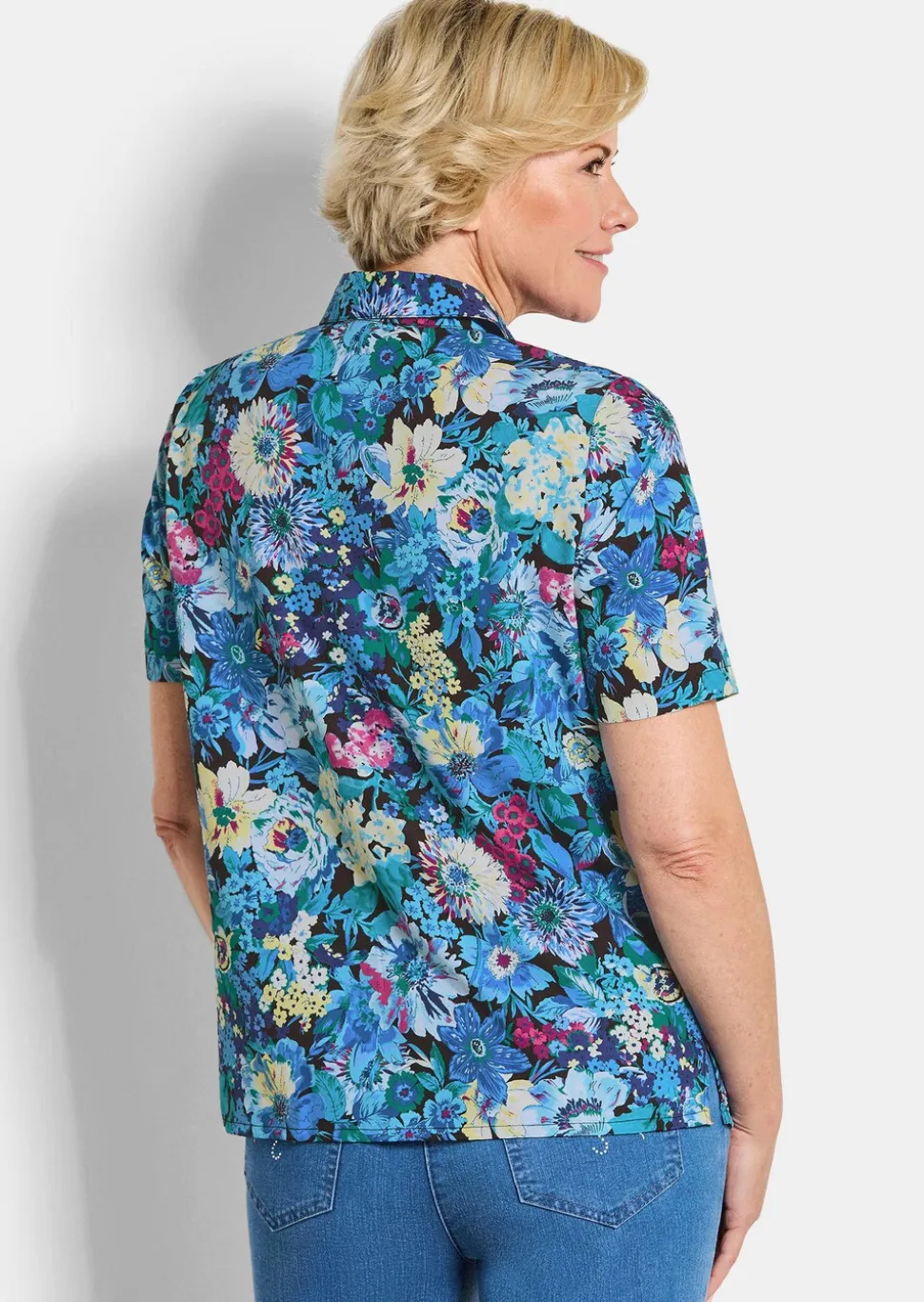 Chemisier à motif floral - repassage superflu