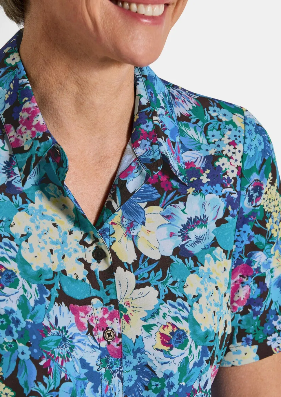 Chemisier à motif floral - repassage superflu