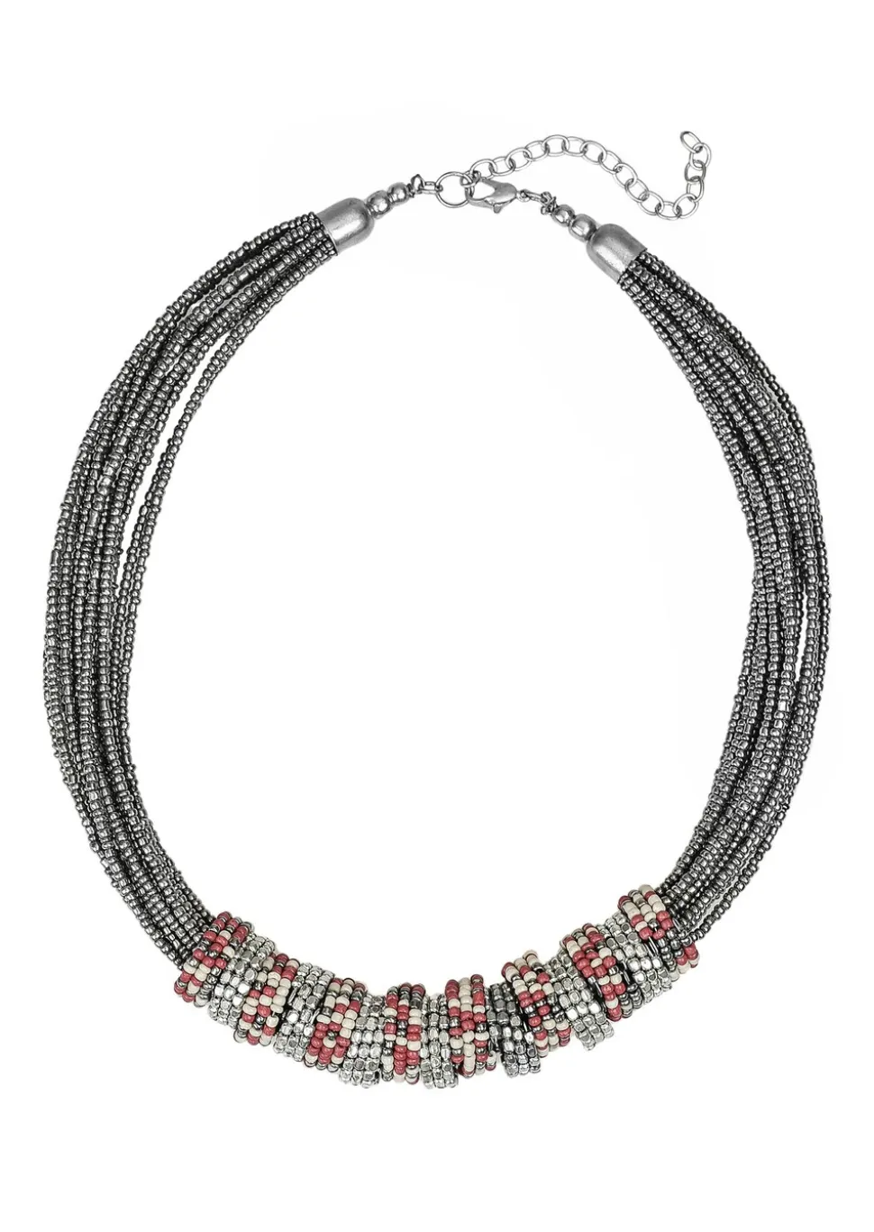 Collier de perles en verre, aspect métallisé
