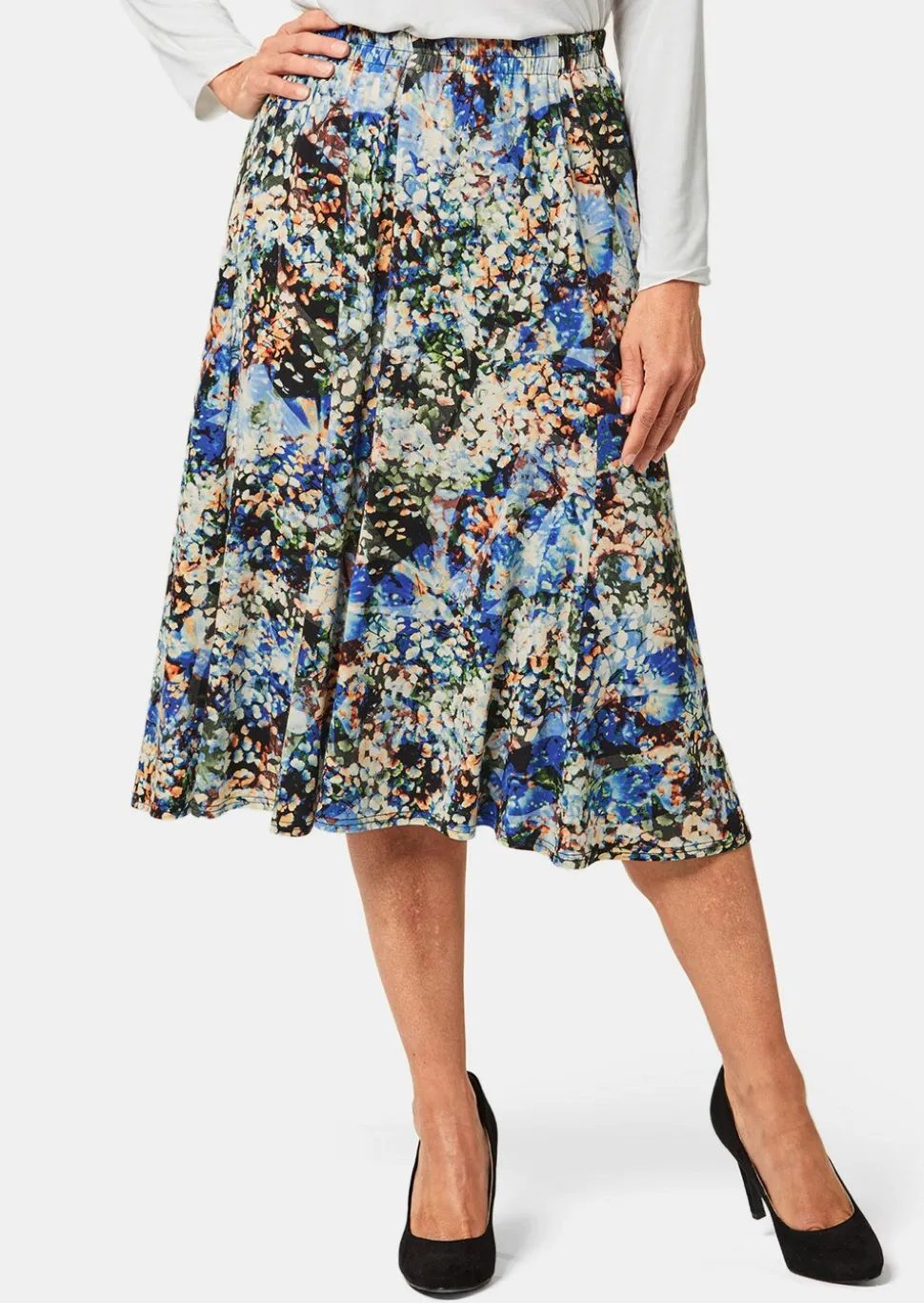 Confortable jupe à pois à taille entièrement élastique