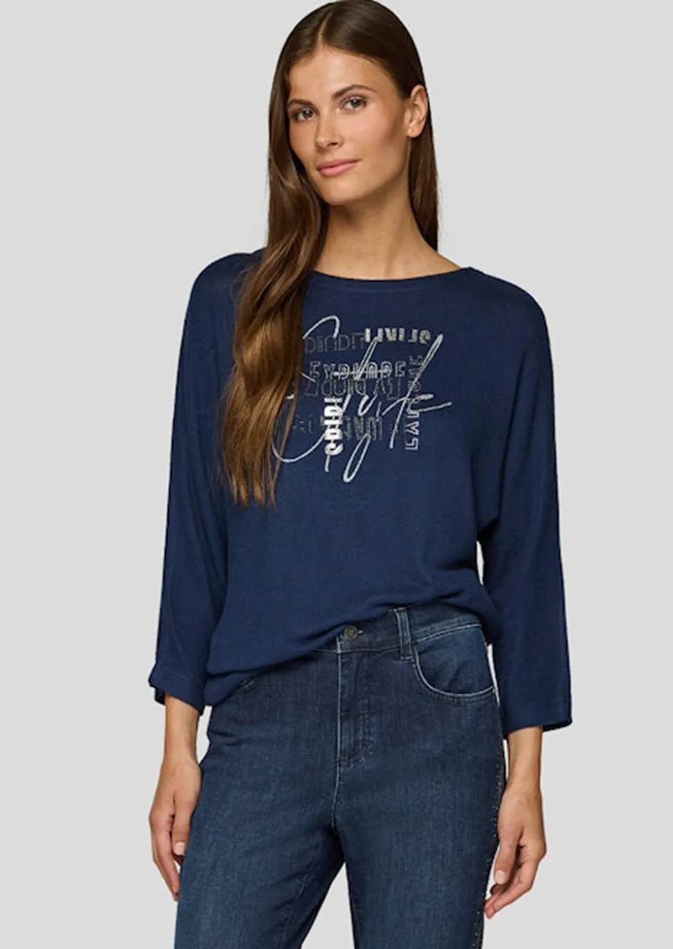 Doux T-shirt avec imprimé lettrage