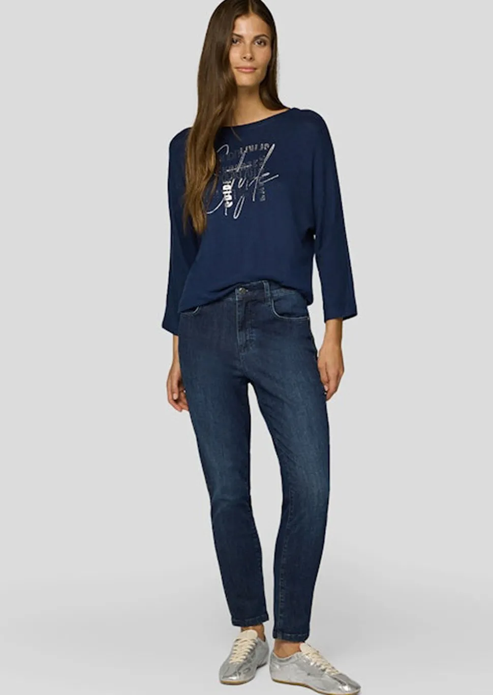Doux T-shirt avec imprimé lettrage