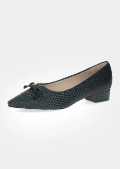 Escarpins en cuir, aspect tressé, avec talon bloc