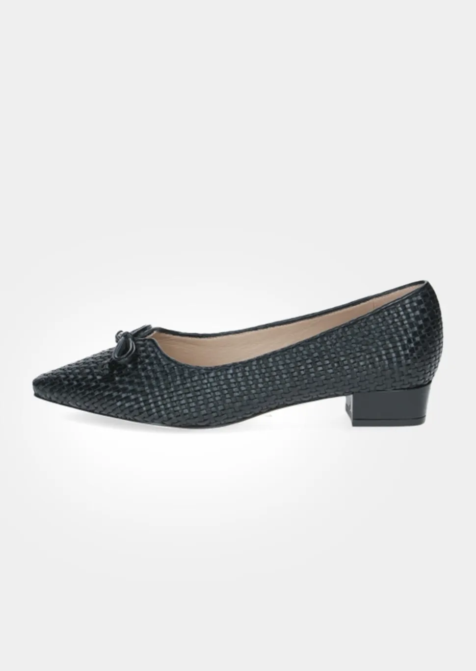 Escarpins en cuir, aspect tressé, avec talon bloc