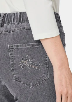 Jean CARLA à taille élastique orné de pierres scintillantes