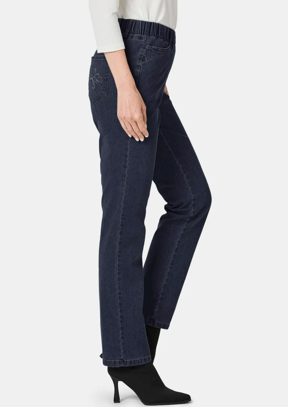 Jean CARLA à taille élastique orné de pierres scintillantes