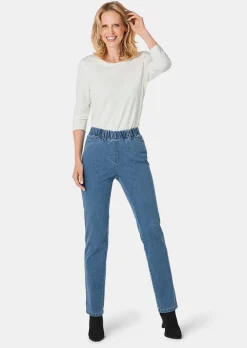 Jean CARLA à taille élastique orné de pierres scintillantes