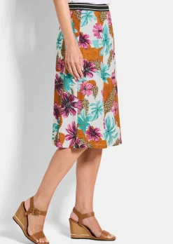 Jupe en jersey avec imprimé floral et animalier