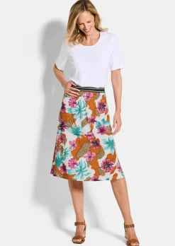 Jupe en jersey avec imprimé floral et animalier