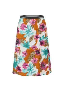 Jupe en jersey avec imprimé floral et animalier