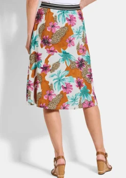 Jupe en jersey avec imprimé floral et animalier