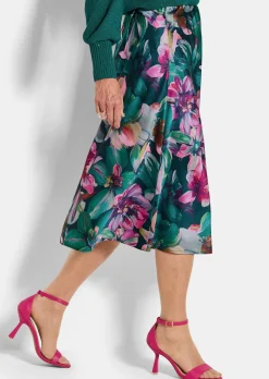 Jupe en satin avec motif floral