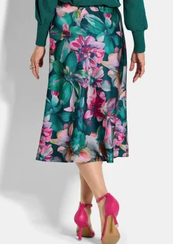 Jupe en satin avec motif floral