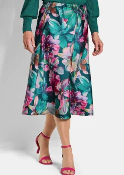 Jupe en satin avec motif floral