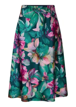 Jupe en satin avec motif floral