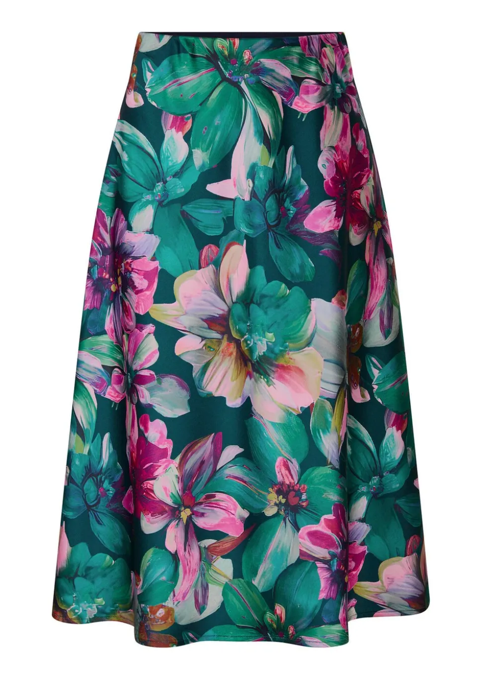 Jupe en satin avec motif floral
