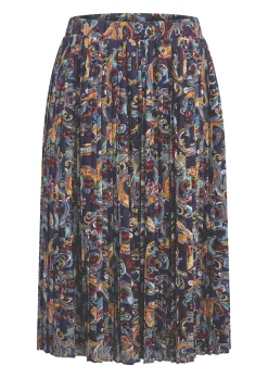 Jupe plissée midi à motif cachemire