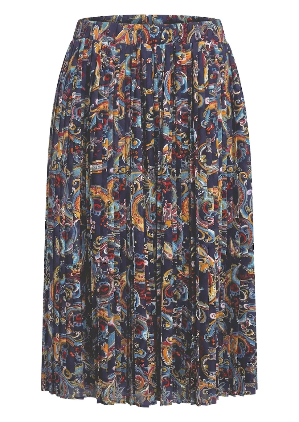 Jupe plissée midi à motif cachemire