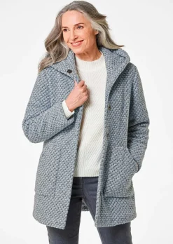 Manteau court bicolore en laine mélangée