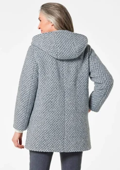 Manteau court bicolore en laine mélangée