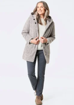 Manteau court bicolore en laine mélangée