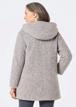 Manteau court bicolore en laine mélangée