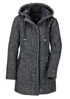 Manteau court à motif chevrons avec capuche