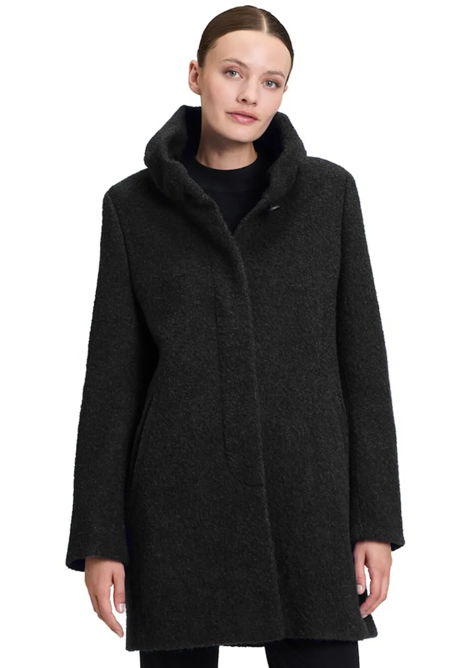 Manteau duveteux avec col Claudine