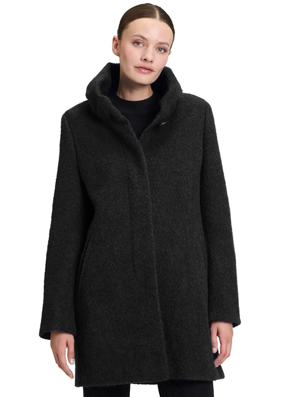 Manteau duveteux avec col Claudine