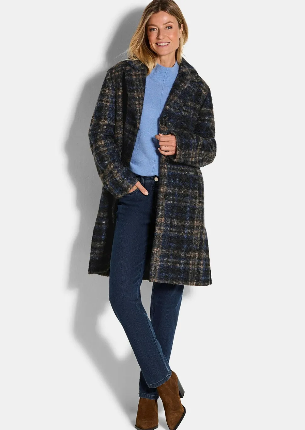 Manteau en bouclette à carreaux