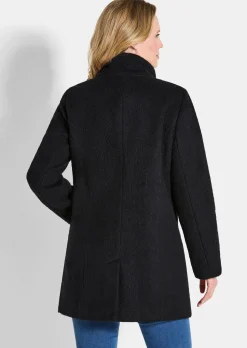 Manteau laineux avec col montant