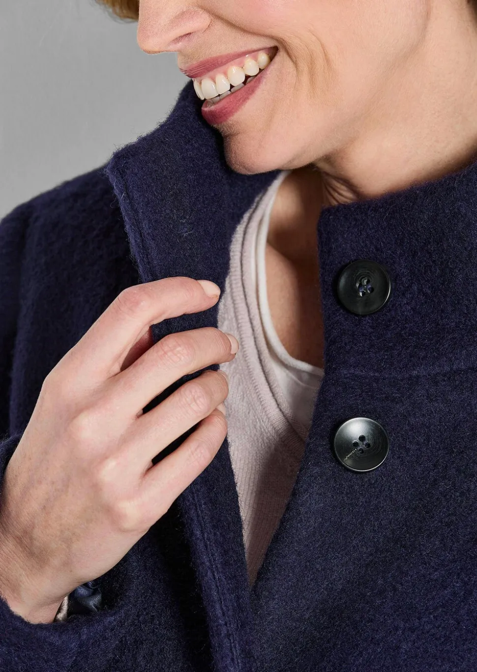 Manteau laineux avec col montant