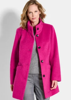 Manteau laineux avec col montant