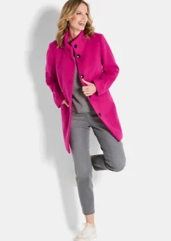 Manteau laineux avec col montant
