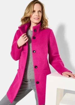 Manteau laineux avec col montant