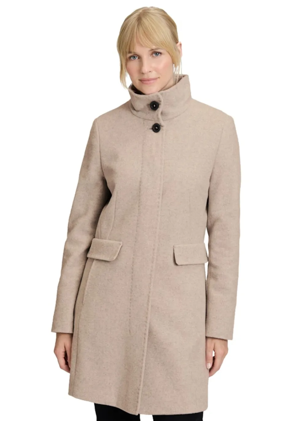 Manteau laineux avec motif à chevrons